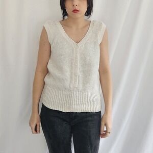 80s‎ White Sleeveless Sweater